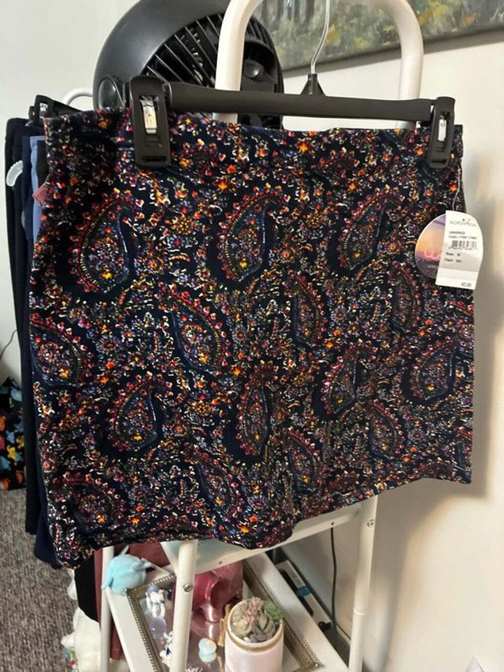 Women’s medium corduroy paisley mini skirt nwt love by design blue